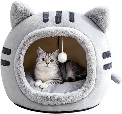 Imagen del producto de Cama para gatos de felpa, 40 x 40 x 32 cm