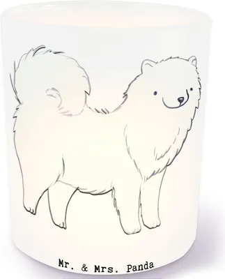 Produktbild von Mr. & Mrs. Panda Teelichthalter Samojede Lebensretter - Transparent - Geschenk, Glas Windlicht, Kerzenhalter, tischlicht, Outdoor, aus, Samojedenhund, Samojedenspitz