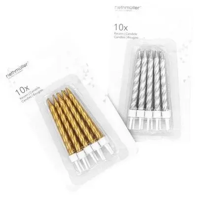 Produktbild von Amscan 551760, Kerzen, Silber, Gelb, 10 Stück(e)