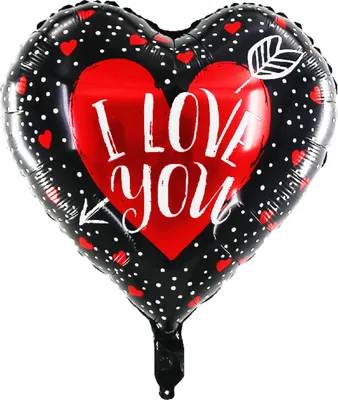Produktbild von Folienballon Herz 45 cm, I love you schwarz rot