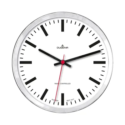Obrázok produktu pre Nástenné hodiny DUGENA, rádiom riadený strojček, kovové puzdro, ø 30,5 cm, vrátane batérie