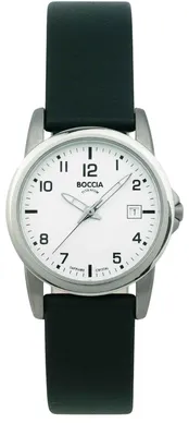 Produktbild von Boccia Titanium 3298-01 Uhr Damenuhr Lederarmband Datum schwarz