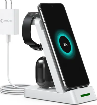 Produktbild von INF Bezdrôtová nabíjačka 3 v 1 pre mobil, inteligentné hodinky Samsung a slúchadlá biely