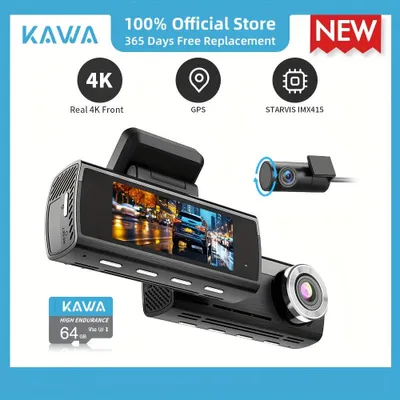 Image de Caméra de tableau de bord – 4K Ultra HD pour l'avant et 1080P pour l'arrière – Wi-Fi et GPS – Vision nocturne avec écran IPS de 8,03 cm