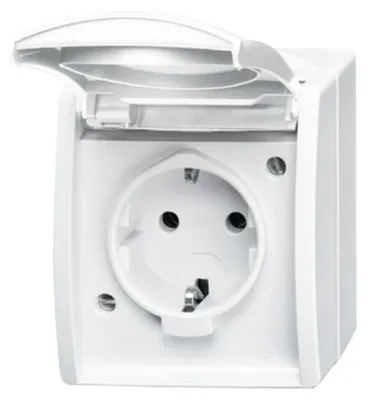Produktbild von BJ APWG ocean Schuko mit 20EWN-54 Schriftfeld 1fach alpinweiss