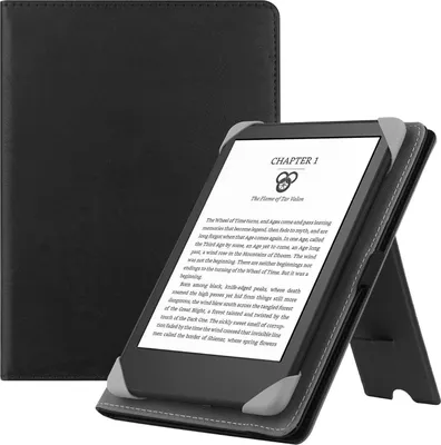 Image de Housse universelle pour eReader 6 pouces avec dragonne et support - Noir