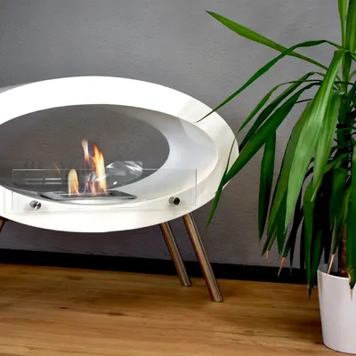 Produktbild von GLOW FIRE Ethanol Kamin 'Molde' | Ethanolofen in weiß mit 6 Std. Brenndauer und 2 KW Heizleistung | HxBxT: 64,1x80x35 cm