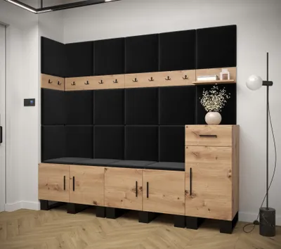 Obrázek produktu pro Předsíňová sestava RUMIE 9 - dub artisan, černé panely