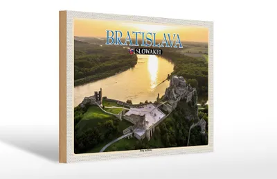 Produktbild von Holzschild Reise 30x20cm Bratislava Slowakei Burg von Devin