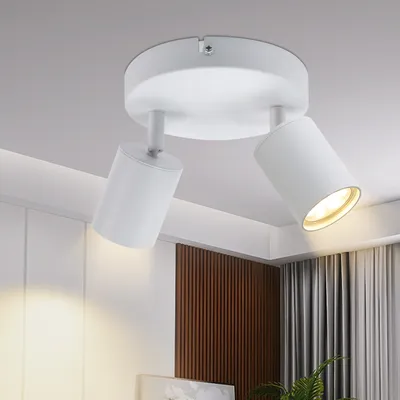 Obrázok produktu pre ZMH LED stropné svietidlo 2 plamene stropné svietidlo bodové GU10 330° otočné stropné bodové biele moderné chodbové svietidlo nástenné bodové svietidlo okrúhle bez žiaroviek
