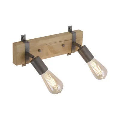 Produktbild von JUST LIGHT LED Deckenlampe SLAT Vintage Industrie Design, schwenkbar Holz-natur Wohnzimmer, Schlafzimmer, Flur, Esszimmer