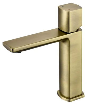 Produktbild von Waschtischarmatur BAROS Bronze matt – Einhebelmischer für Waschbecken mit Ablaufgarnitur – Badarmatur aus Messing, modernes Design, einfache Montage