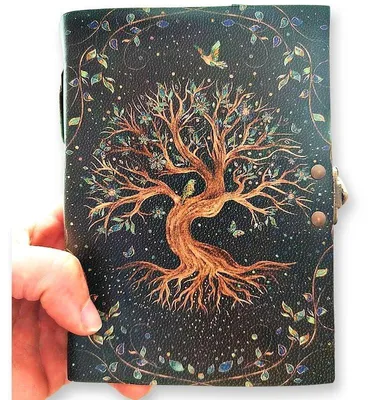 Produktbild von Notizbuch - Handgefertigtes Leder Notizbuch mit Naturstein und Naturdesign