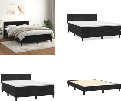 Immagine prodotto di vidaXL Letto boxspring con materasso nero 140x190 cm in velluto - Letto boxspring - Boxspringbetten - Bett - Schlafzimmermöbel