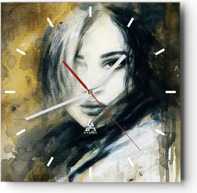 Produktbild von Wanduhr - Quadrat - Glasuhr - Frau Gesicht Lippen - 40x40cm - Schleichendes Uhrwerk - Lautlos - zum Aufhängen bereit - Dekoration Modern - Wanddekoration aus Glas - C3AC40x40-4053