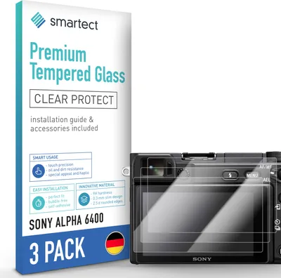 Produktbild von 3x Schutzglas Panzerfolie Klar für Sony Alpha 6400 Displayschutz Hartglas Glas