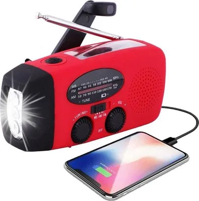 Produktbild von Handkraanbare Notfallradio - Notfallradio auf Wind- und Solarstrom - FM Notfallradio - Dynamische Notfallradio - Notfallradio mit Taschenlampe