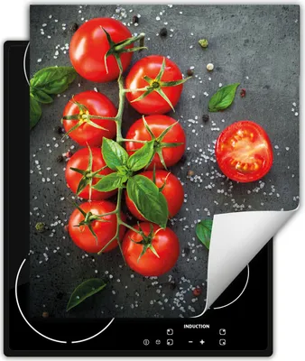 Produktbild von DarHaus Herdabdeckplatte 45x52 cm Anti Rutsch Matte Aufrollbar, schiefer - Tomaten