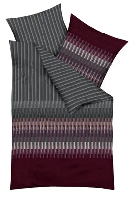 Produktbild von Kaeppel Mako Satin Bettwäsche 135x200cm 2 tlg. Streifen Beere Grau