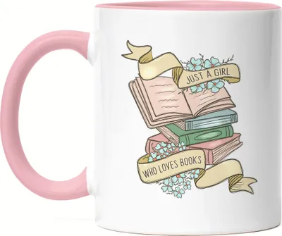 Produktbild von Just a girl who loves books Tasse Rosa Mädchen Geschenkidee Bücherwurm Leseratte
