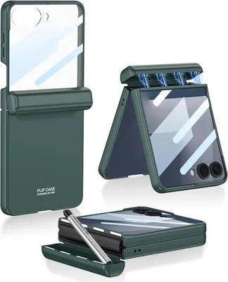 Obrázek produktu pro Pro Samsung Galaxy Z Flip7 GKK Integrovaný kryt s přihrádkou na pero + pero D- Green