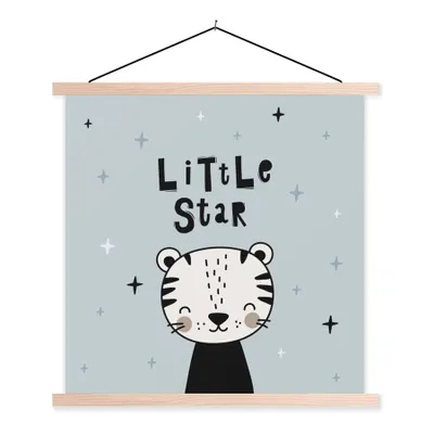 Produktbild von MuchoWow® Textilposter Sprichwörter - Kleiner Stern - Zitate - Kinder - Baby - Jungen - Mädchen 40x40 cm mit holzfarbenen Rahmen - Posterleiste