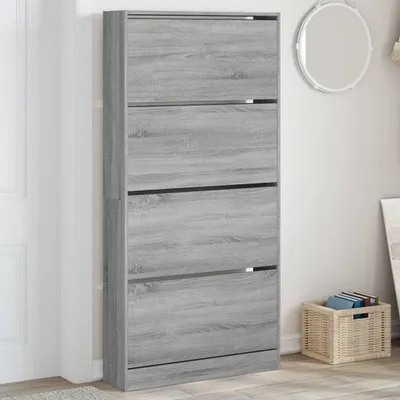 Obrázok produktu pre vidaXL Skriňa na topánky so 4 chlopňami Grey Sonoma 80x21x163,5 cm