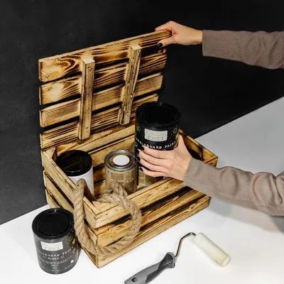 Produktbild von Creative Deco Große Holzkiste mit Deckel Vintage - 40x30x22 cm - Geflammt Deko Holztruhe