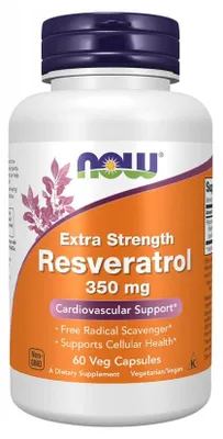 Produktbild von Now Foods Resveratrol 350mg (60 vcaps) Unflavoured - Vitamine,  Mineralien & Gesundheit - Kräuter