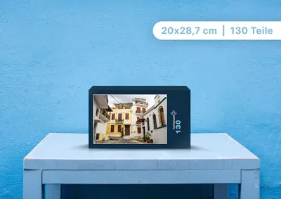 Produktbild von hansepuzzle 95913 - Skopelos Puzzle, 130 Teile, Orte, 28,7 x 20,0cm mit hochwertiger Aufbewahrung, Kartonbox und wiederverschließbarem Beutel