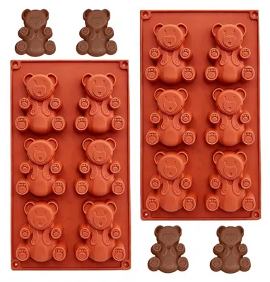 Image de 2 moules en silicone en forme d'ours, pour gâteaux, savons, pâtisserie, antiadhésifs, flexibles