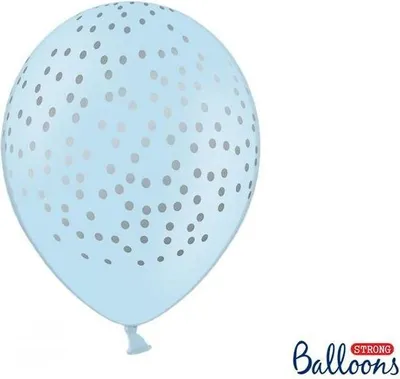 Zdjęcie produktu dla Balony Lateksowe, Jasnoniebieskie w Złote Kropki, 30cm (1 op. / 6 szt.)