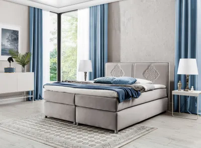 Produktbild von Boxspringbett Schlafzimmerbett Bett DAMIANO DELUX Stoff Cappuccino 180x200cm