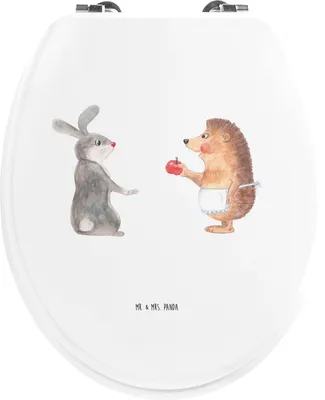 Produktbild von Mr. & Mrs. Panda Klo-Deckel Hase Igel - Weiß - Geschenk, Gute Laune, WC Deckel, Brille, WC-Sitz, Design Sitz, und, Trösten, Herzschmerz, Trennungsschmerz