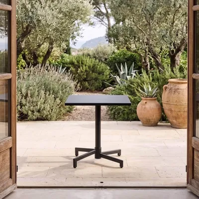 Immagine prodotto di Tavolo da giardino bistrot quadrato con piano pieghevole grigio - Oviala Palavas