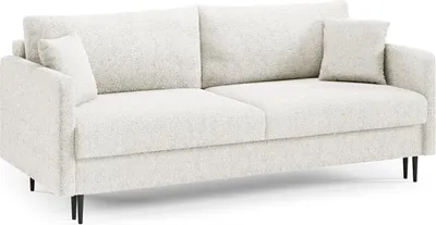 Produktbild von LIKMA 3 Sitzer Sofa Mara 209 cm mit Schlaffunktion und Bettzeugbehälter, Bouclé Schlafsofa mit Bettkasten, Moderne Couch, Sofagarnituren, Bettsofa Farbe: Weiß, Stoff: Lambi 7