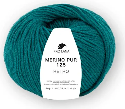 Produktbild von Pro Lana Merino Pur 125 Retro Strickgarn, 100% Extrafeine Wolle, Handgefärbt, Ton-in-Ton Farbverlauf 165 petrol mel.