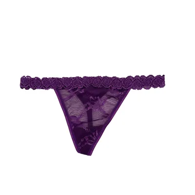 Produktbild von Damen String Tanga transparent Spitze Mesh florales Muster - lila