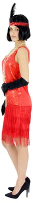 Produktbild von 20er Jahre Damen Kleid Charleston Kostüm Mafia 20s Flapper rot, Größe:S
