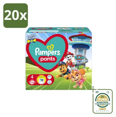 Produktbild von 20 x Pampers Baby-Dry Pants Paw Patrol Windelhosen Gr. 4 (9-15 kg) - Vorratspackung - 20 Stücke