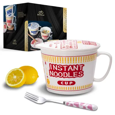 Japanische Ramen-Schale mit Deckel, Keramik, 33 oz, Rot