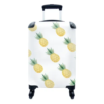 Produktbild von MuchoWow® Koffer Handgepäck Trolley Rollkoffer Kleine Reisekoffer mit 4 Rollen - Ananas - Obst - Aquarell - Cabin Size < 55x40x23 cm & 55x40x20 cm - Fotokoffer - Kabinenkoffer - Boardgepäck - Reise-Box - Reisekoffer - Reisegepäck - Koffer mit Bild - Trolley für Kinder