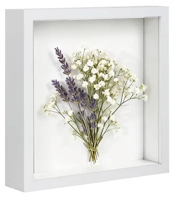 Produktbild von 3D-Objektrahmen – Tiefer Bilderrahmen für Blumen und Souvenirs – 20 x 20 cm – Weiß