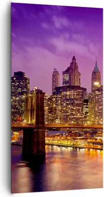 Produktbild von Bild auf Leinwand - Leinwandbild - New york nacht brooklyn brücke - 65x120cm - Wand Bild - Wanddeko - Leinwanddruck - Bilder - Kunstdruck - Wanddekoration - Leinwand bilder - Wandkunst - PA65x120-2660