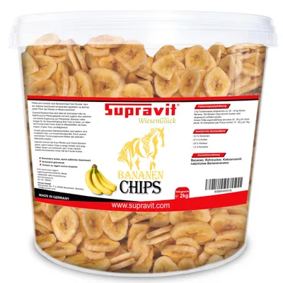 Produktbild von Supravit Bananenchips 2 kg | Knusprig getrocknete Bananenchips als Pferdeleckerlis | Pferdefutter als Ergänzung & Leckerli