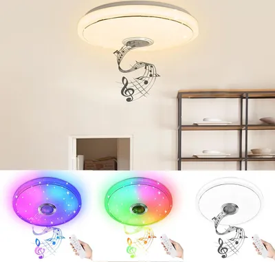 Obrázek produktu pro NAIZY LED stropní světlo RGB stropní lampa s reproduktorem Bluetooth, stmívatelné stropní světlo s hvězdnou oblohou s ovládáním APP a dálkovým ovládáním pro ložnici dětský pokoj obývací pokoj 36W