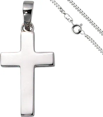 Produktbild von Schmuck-Set, Kreuz mit 2mm Panzerkette aus 925 Silber Halsschmuck, 50cm