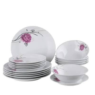 Obrázok produktu pre 18 ks jedálenský servis súprava riadu jedálenský set riad 6 osôb jedálenský servis tanierov porcelán levanduľa