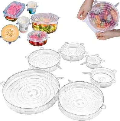 Produktbild von Famanu Silikondeckel 6-teilig - Dehnbare, wiederverwendbare Deckel in 6 Größen