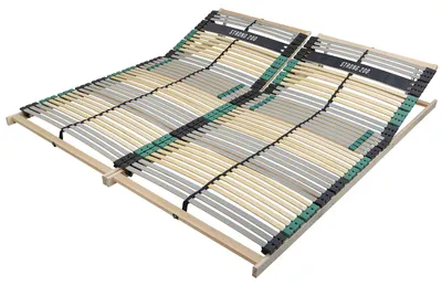 Obrázek produktu pro Lamelový rošt 180x200 PREMIUM STRONG, extra pevný rám z bukového dřeva, lamelový rošt 180x200 (2 x 90x200 cm), extra pevný, nastavitelná opěrka hlavy, ortopedický 7zónový lamelový rošt se 42 zesílenými lamelami, vyrobeno v Německu, nosnost až 200 kg